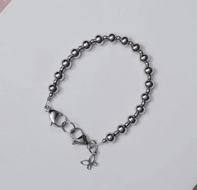 Pulsera de repuesto de identificación de alerta médica con cuentas redondas de acero inoxidable 6,5" Foto 1 de 3