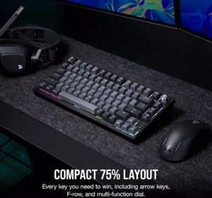 Corsair K65 PLUS WIRELESS 75% RGB Mechanical Gaming Keyboard, Corsair MLX Red - Picture 1 of 9