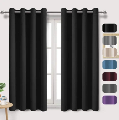 2X Blockout Curtains Thermal Blackout Curtains Fabric Pair Eyelet for Bedroom AU - image 1 of 4