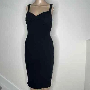 Vestido ajustado tejido acanalado Reformation Jeans talla XS negro torcido delantero - Imagen 1 de 16