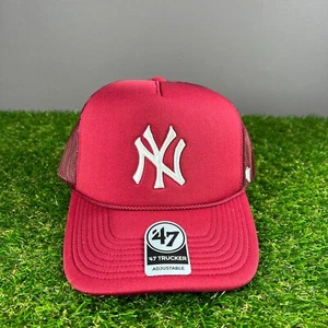 Truckermütze Kappe '47 Brand New York Yankees weinrot Druckknopflasche verstellbar Einheitsgröße - Bild 1 von 4