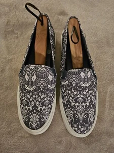 Keds Double Decker Blue Mosaic Canvas Slip-On Sneakers WF65918 Womens Sz 10 NEW - Picture 1 of 5