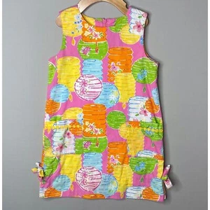 LILLY PULITZER Girls 6 Yrs Party Lights Lanterns Shift Dress White Label VIntage - Picture 1 of 4