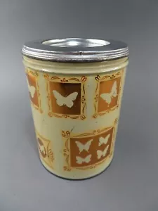 Vintage Cylindrical CANCO Metal tin with Butterfly Decoration - Picture 1 of 10