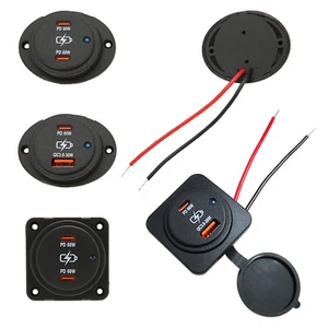 Cargador rápido USB doble 12-24V QC 3.0 PD 60W tipo C enchufe azul LED interruptor basculante - Imagen 1 de 11