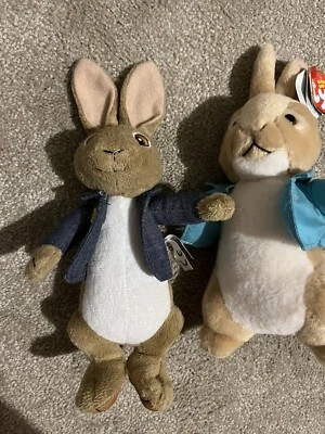 2 X Peter Rabbit 7" TY AND 6" Cadbury Soft Toy Plush Comforters - Image 1 of 3