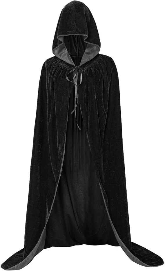 Halloween Cloak with Hood, Velvet Witches Vampire Costume, Sunairy Adult Unisex