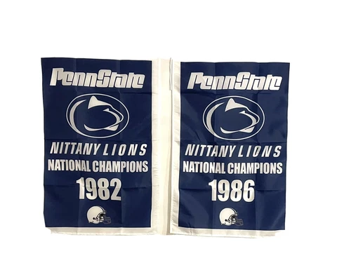 Penn State Football National Champions 2 Banners/Flags Set 2’ x 3’ Nittany Lions Cover