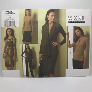 Vogue V1020 Misses Sz 6-12 Jacket Top Dress Skirt Pants Sewing Pattern FF UC - Picture 1 of 5