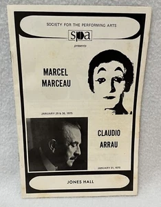 Vintage MARCEL MARCEAU Original 1975 Tour Program Jones Hall Houston Texas - Picture 1 of 1