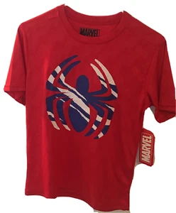 Marvel Red Spider Man T-Shirt Boys Size L(10/12) Spidy Symbol Short Sleeves NWT - Picture 1 of 7