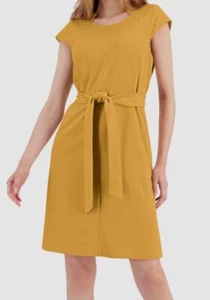Kasper Womens Yellow Cap Sleeve Seamed Belted Dress Size XL - Picture 1 of 1