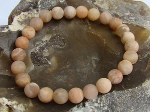 Herren Elastisches Edelstein Armband 8mm Sonnenstein Perlen Matt Matt Matt Matt - Bild 1 von 3