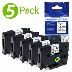 5 PK TZ-231 compatible Brother Black on White P-Touch Label Tape 12mm 1/2‘’ 8M - Picture 1 of 7