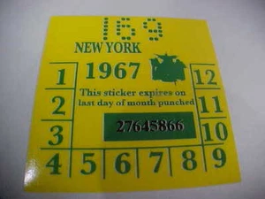 new york 1967 registration inspection sticker windshild FREE SHIP WITH TRACKING - Picture 1 of 1