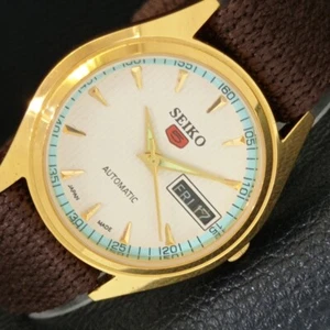 VINTAGE UNUSED SEIKO 5 AUTOMATIC 6309A JAPAN MENS WHITE DIAL WATCH a433723-a - Picture 1 of 10