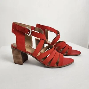 Franco Sarto HAMLET Womens Strappy Sandals 3" Block Heel Poppy Red Sz 10M Summer - Picture 1 of 10