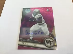 2023 Bowman Chrome University Justice Ellison RC Auto /150 Wake Forest - Foto 1 di 3