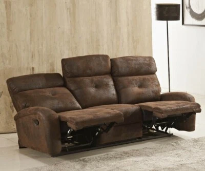 Relaxsofa 3-Sitzer, manuell verstellbare Couch aus Mikrofaser, 5130-3-VF03 - Bild 1 von 4