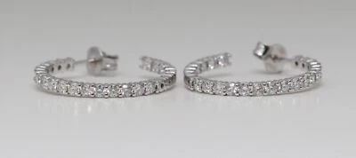 14k White Round Classic Prong Diamond Hoop Earrings (1.89 Ct G Si1 Clarity) - Image 1 of 4