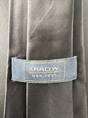 Corbata de cuello para hombre flecha seda L58" W 3" negro sólido Foto 1 de 3