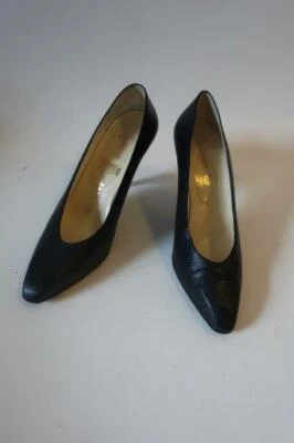 MUJER RENE MANCINI PARÍS AZUL CUERO EN RELIEVE ZAPATOS DE TACÓN 37 US/7 * Foto 1 de 4