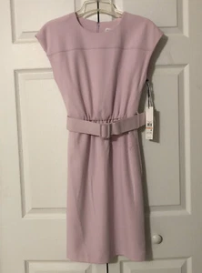 NWT Calvin Klein Cap Sleeve Belted Sheath Dress Sz 2 Purple Cherry Blossom $134 - Picture 1 of 5