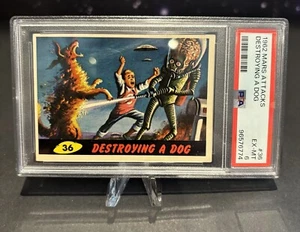 1962 Mars Attacks Graded Trading Card: #36 “Destroying A Dog” - PSA 6 EX-MT - Picture 1 of 2