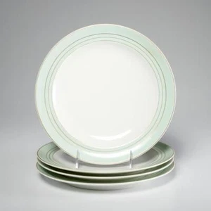 Limoges France Mint Green Gold Mid Century Deco Dinner Plates 9.75" 4pc Set C - Picture 1 of 6