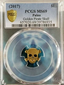 2017 Palau Pirate Skull 0.5 Gram Gold PCGS MS 69 $1 Gold Sheild NFC 6935 - Picture 1 of 5