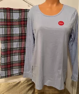 NWT Family PJs Blue Tartan Plaid Long Sleeves Pull on Pants Pajamas Size Large - Picture 1 of 13