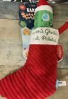??Bark Dog Toy Christmas Stocking Pickle Santa Hat Crinkle Squeaker Plush 2Pc