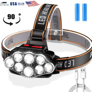Lampada frontale 8x LED lumen super luminoso ricaricabile torcia torcia lampada - Foto 1 di 12