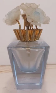Antique Mid Century Blue Glass Floral Perfume Atomizer Bottle Not Working - Picture 1 of 5
