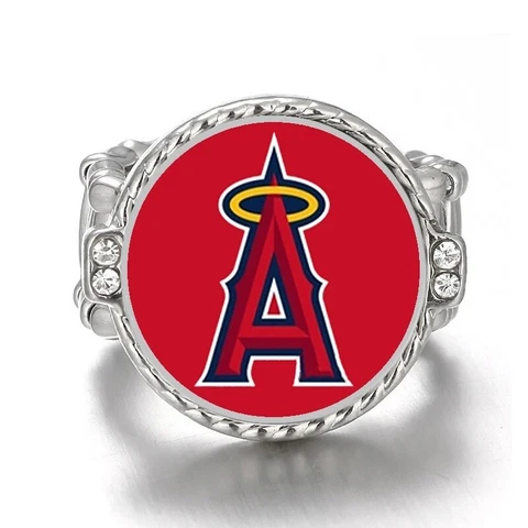 Los Angeles LA Angels Womens Adjustable Silver Crystal Acccent Ring D12 Cover