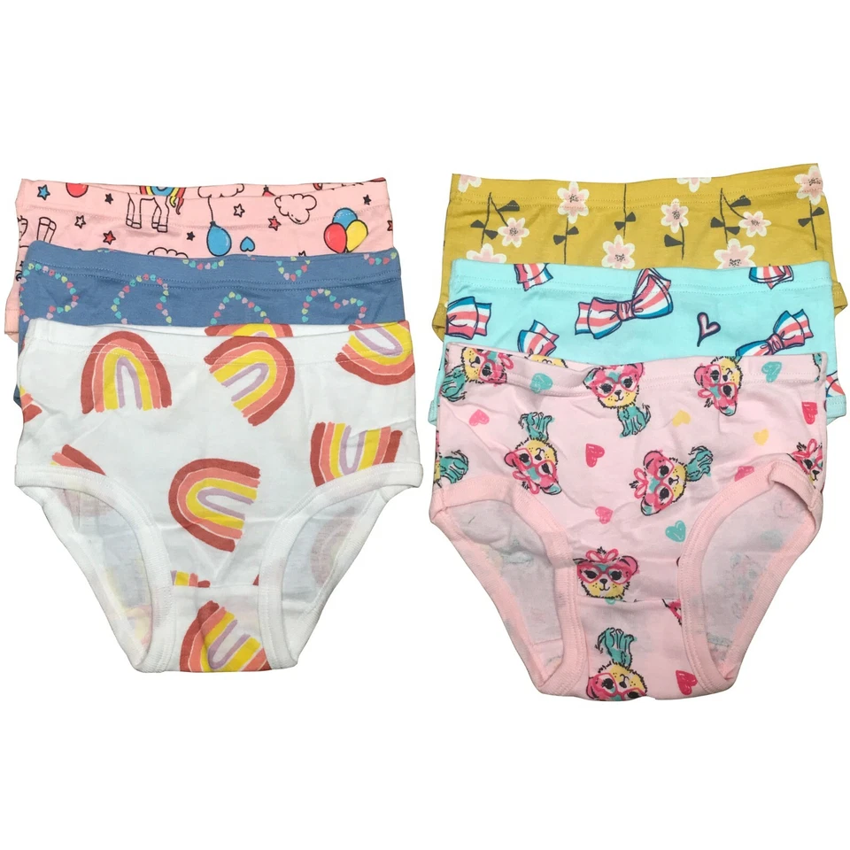 6 Packs Toddler Little Girls Cotton Underwear Briefs Kids Panties 2T 3T 4T 5T 6T - Image 1 of 1