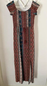 Band of Gypsies Woman's XL Maxi Dress Paisley Cottage Core Floral Boho Tassel - Picture 1 of 9