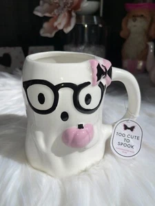 Too Cute to Spook Halloween Mädchen Geisterbecher mit Brille und Schleife NEU 18 Unzen - Bild 1 von 5