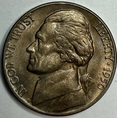 1950 D Uncirculated Jefferson Nickel Exact Coin Imaged Key Date #JN34 - Image 1 of 2