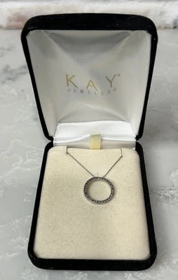 Kay Jewelers 10k White Gold .25ct Diamond Eternity Circle Necklace 18" - Image 1 of 4
