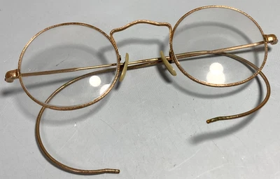 Bishop Art Deco Eyeglasses Vintage Round Prescription Spectacles Gold Frame MINT - Image 1 of 4