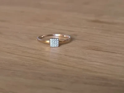 Diamant Ring 585 Gold Echter Natur Diamant 14 Karat Echtes Gold 16 Diamanten!!! - Bild 1 von 4