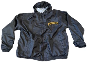 Vintage Purdue Boilermakers Steve & Barry’s Full Zip Black Windbreaker w/ Hood L - Bild 1 von 6