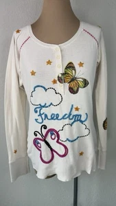 Anthropologie Scanty Freedom Schmetterling bestickt Thermo Henley Top M - Bild 1 von 5