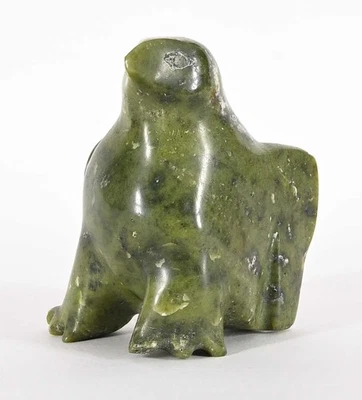 Kingmeata Etidlooie, Inuit Art soapstone serpentine BIRD Carving, 6x4x3, E7-895 - Image 1 of 4
