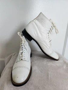 Stacy Adams Men's Madison high top Boot Cap toe Classic White 00015-07 Sz 8.5 D - Picture 1 of 10