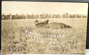 RPPC SELTEN ~ PALOODIE BULLDOGGER BURWELL, NEB FRONTIER FAIR ~ Bull Rider - Bild 1 von 2