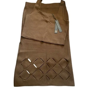 House of Harlow 1960 Set di crop top in maglia e gonna ritagliata - Marrone - Taglia S - Foto 1 di 7