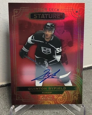 2022-23 UD Stature (update) Quinton Byfield Red/Auto 25/25=1 - Image 1 of 2
