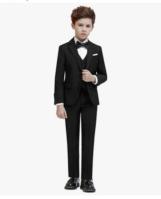 Conjunto de 5 piezas de traje de esmoquin formal para niños boda fiesta niño pequeño talla 16 delgado nuevo con etiquetas Foto 1 de 4